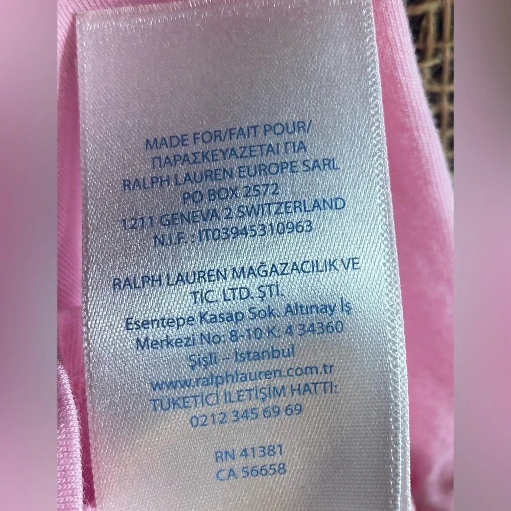 Ralph Lauren Pink Top, Sz 9M, Ruffled Collar w/5 Button Front, Embroidered RL